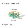Wholesale Retro Style Color Oil Drop Daisy Ring Stainless Steel 18K Furnace Vacuum Plated