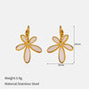 Wholesale Retro Style Flower Shape Dripping Oil Stainless Steel Petal Earrings For Women