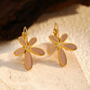 Wholesale Retro Style Flower Shape Dripping Oil Stainless Steel Petal Earrings For Women