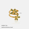 Wholesale Retro Style Flower Shape Dripping Oil Stainless Steel Petal Earrings For Women