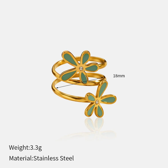 Wholesale Retro Style Flower Shape Dripping Oil Stainless Steel Petal Earrings For Women