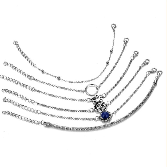 Wholesale Retro Style Geometric Alloy Bracelet Set With Electroplating Processing