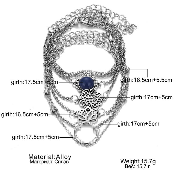 Wholesale Retro Style Geometric Alloy Bracelet Set With Electroplating Processing
