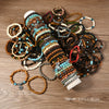 Wholesale Retro Style Geometric Butterfly Wooden Beads Handmade Elastic Hair String Set