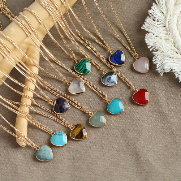 Wholesale Retro Style Geometric Natural Stone And Copper Electroplated Ochain Pendant Necklace For Unisex