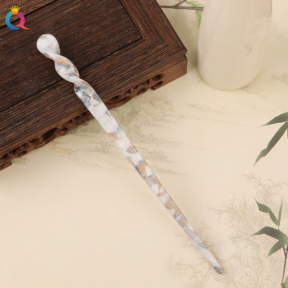 Wholesale Retro Style Marble Acetic Acid Plate Rhombus Hairpin For Women Hair Accessories