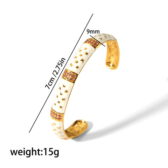 Wholesale Retro Style Oil Drop Stainless Steel Diamond Adjustable Bracelet For Women With Electroplating Design