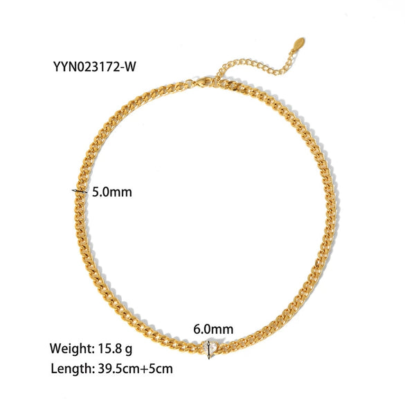 Wholesale Retro Style Stainless Steel And Titanium Steel Necklace And Bracelet With White Stone Inlay Geometric And Heart Pattern Zircon Treatment Snake Bone Chain Unisex