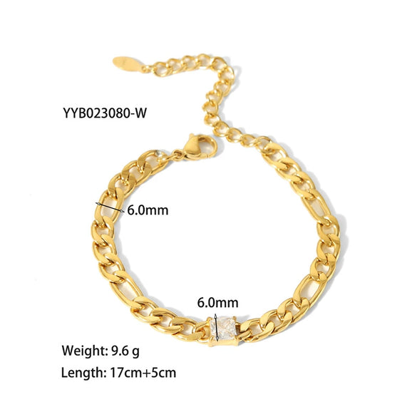 Wholesale Retro Style Stainless Steel And Titanium Steel Necklace And Bracelet With White Stone Inlay Geometric And Heart Pattern Zircon Treatment Snake Bone Chain Unisex