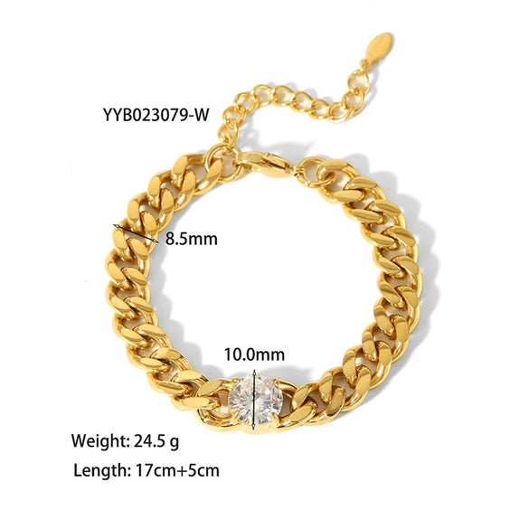 Wholesale Retro Style Stainless Steel And Titanium Steel Necklace And Bracelet With White Stone Inlay Geometric And Heart Pattern Zircon Treatment Snake Bone Chain Unisex