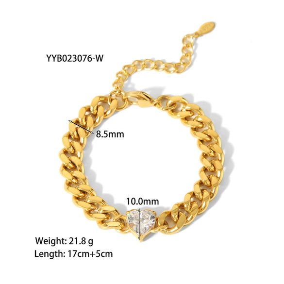 Wholesale Retro Style Stainless Steel And Titanium Steel Necklace And Bracelet With White Stone Inlay Geometric And Heart Pattern Zircon Treatment Snake Bone Chain Unisex