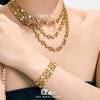 Wholesale Retro Style Stainless Steel Electroplated 18K Gold Clawset Zircon Necklace And Bracelet Set For Women