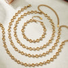 Wholesale Retro Style Stainless Steel Electroplated 18K Gold Clawset Zircon Necklace And Bracelet Set For Women