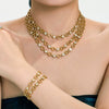 Wholesale Retro Style Stainless Steel Electroplated 18K Gold Clawset Zircon Necklace And Bracelet Set For Women