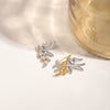 Wholesale Retro Style Stainless Steel Gold And Silver Color Matching Leaf Earrings