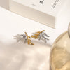Wholesale Retro Style Stainless Steel Gold And Silver Color Matching Leaf Earrings