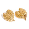 Wholesale Retro Style Stainless Steel Hammered Leaf Earrings For Women