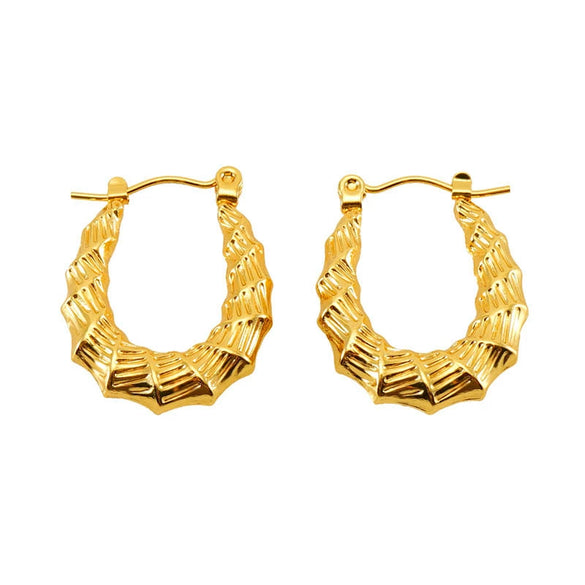 Wholesale Retro Style 316L Stainless Steel Ushape Women's Earrings 18K Gold Plated