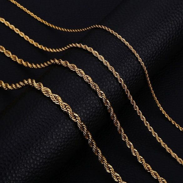 Wholesale Retro Style Twist Chain Stainless Steel Necklace With Bow Pattern And Furnace Vacuum Electroplated Treatment