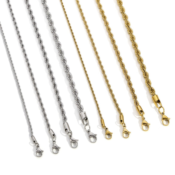 Wholesale Retro Style Twist Chain Stainless Steel Necklace With Bow Pattern And Furnace Vacuum Electroplated Treatment