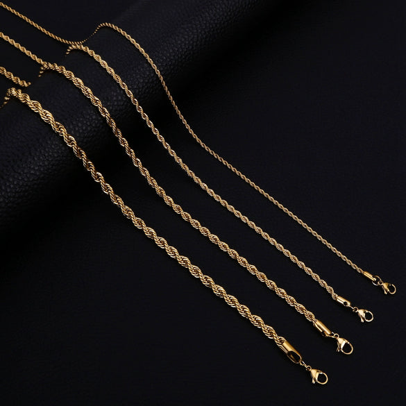 Wholesale Retro Style Twist Chain Stainless Steel Necklace With Bow Pattern And Furnace Vacuum Electroplated Treatment