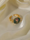 Wholesale Retro Sweet Rose Copper Enamel 18K Gold Plated Open Rings