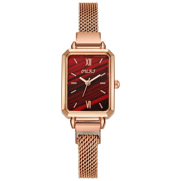 Wholesale Retro Temperament Ladies Casual Watches With Alloy Case And Strap Round Dial Mineral Reinforced Glass Mirror Pin Buckle And Onion Crown