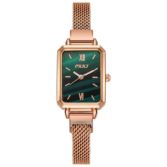 Wholesale Retro Temperament Ladies Casual Watches With Alloy Case And Strap Round Dial Mineral Reinforced Glass Mirror Pin Buckle And Onion Crown