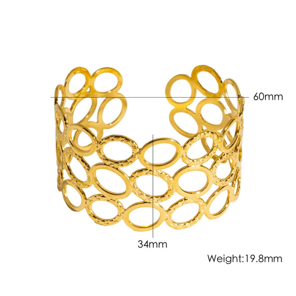 Wholesale Retro Texture Stainless Steel Electroplated Vacuum In Furnace Ins Style Geometric Bracelet