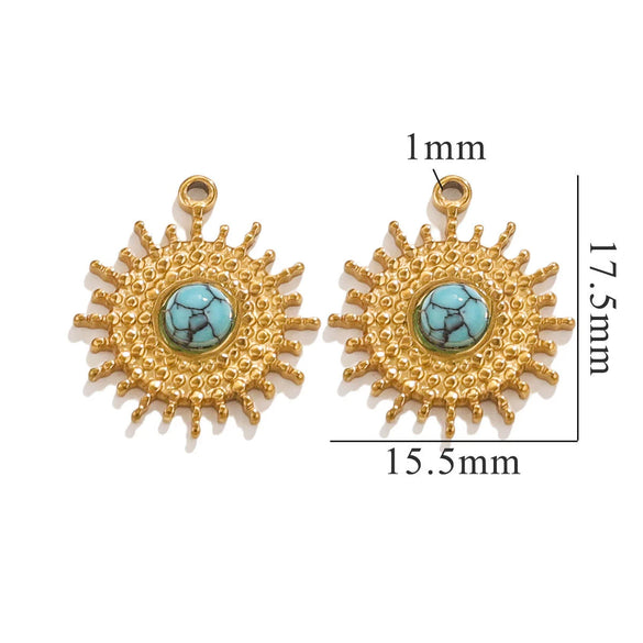 Wholesale Retro Three Dimensional Sun Pendant Stainless Steel Necklace Accessories With Electroplating