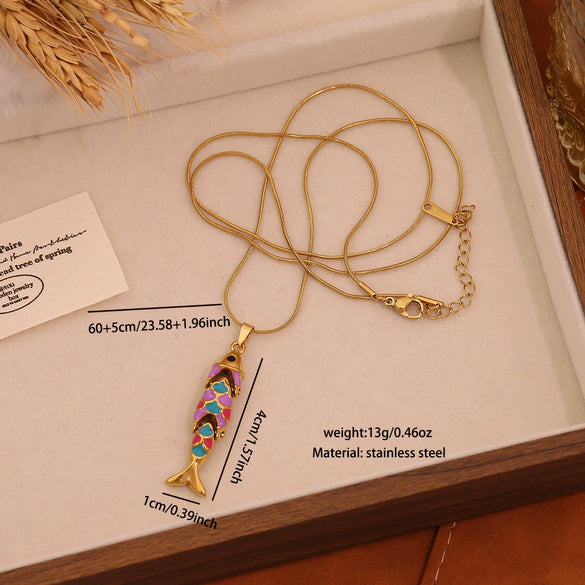Wholesale Retro Threedimensional Koi Pendant Necklace Made Of Stainless Steel For Jewelry Accessories