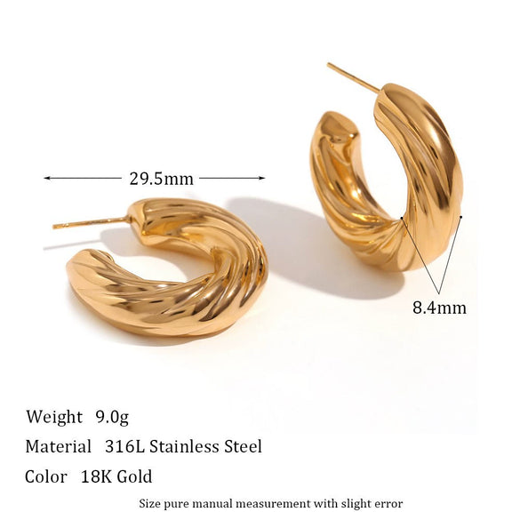 Wholesale Retro Titanium Steel U Shaped Exaggerated Hoop Earrings For Women 18K Gold Plated Stainless Steel And Acrylic Geometric Style Electroplated