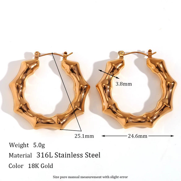 Wholesale Retro Titanium Steel U Shaped Exaggerated Hoop Earrings For Women 18K Gold Plated Stainless Steel And Acrylic Geometric Style Electroplated