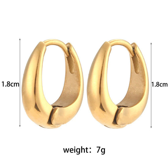 Wholesale Retro Titanium Steel U Shaped Exaggerated Hoop Earrings For Women 18K Gold Plated Stainless Steel And Acrylic Geometric Style Electroplated
