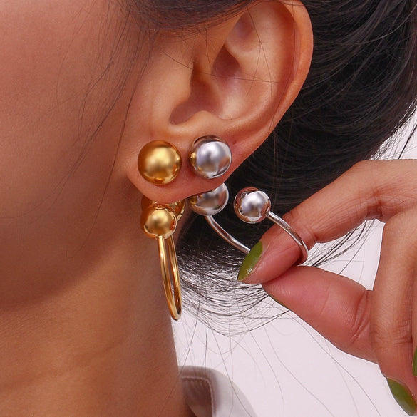 Wholesale Retro Titanium Steel U Shaped Exaggerated Hoop Earrings For Women 18K Gold Plated Stainless Steel And Acrylic Geometric Style Electroplated