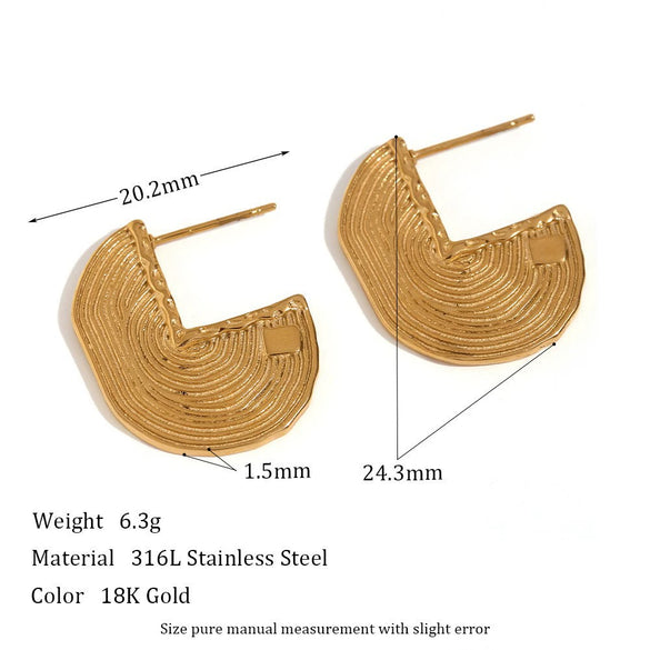 Wholesale Retro Titanium Steel U Shaped Exaggerated Hoop Earrings For Women 18K Gold Plated Stainless Steel And Acrylic Geometric Style Electroplated