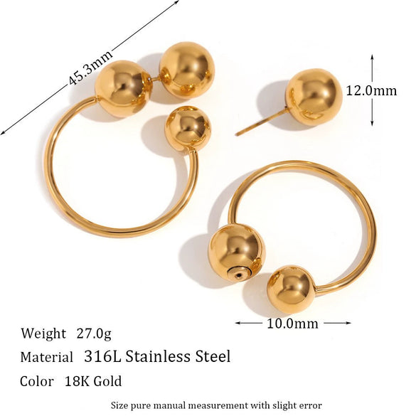 Wholesale Retro Titanium Steel U Shaped Exaggerated Hoop Earrings For Women 18K Gold Plated Stainless Steel And Acrylic Geometric Style Electroplated