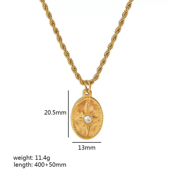 Wholesale Retro Twist Chain Star Moon Pendant Stainless Steel Necklace With Electroplating