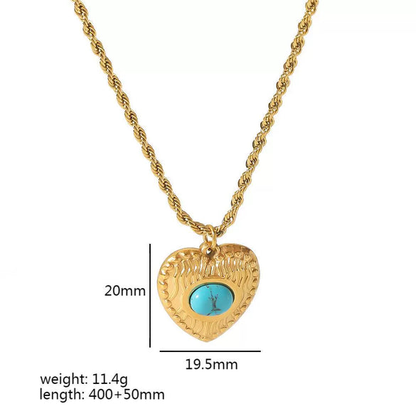 Wholesale Retro Twist Chain Star Moon Pendant Stainless Steel Necklace With Electroplating