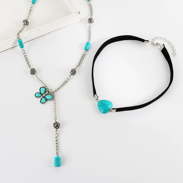 Wholesale Retro Velvet Alloy Necklace For Women With Butterfly Tassel Pendant And Animals Zodiac Pattern Handmade