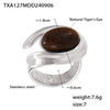 Wholesale Retro Vintage Style C Shaped Earrings With Opening Ring In Natural Tiger Eye Stone And Stainless Steel Pvd Electroplated For Women