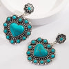 Wholesale Retro Vintage Style Heart Shape Alloy Turquoise Set Earrings For Women
