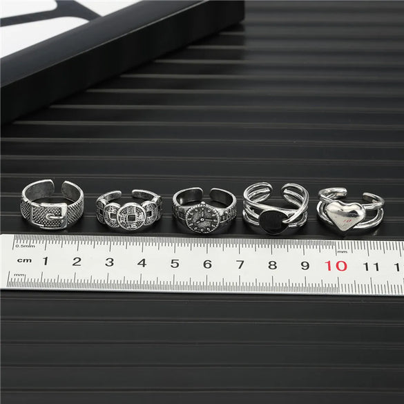 Wholesale Retro Watch Type Coin Heart Open Ring