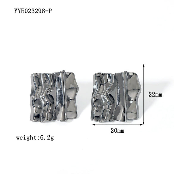 Wholesale Retro Wave Stainless Steel Gold Plated Earrings For Women