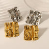 Wholesale Retro Wave Stainless Steel Gold Plated Earrings For Women