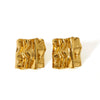 Wholesale Retro Wave Stainless Steel Gold Plated Earrings For Women