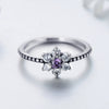 Wholesale Retro Women's Ring S925 Silver With Purple Zircon And Flower Microinlay