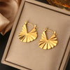 Wholesale Retro Women's Round Notch Exaggerated Stainless Steel Earrings With Concaveconvex Water Ripple Heart Shape And Geometric Patterns Stamping Process
