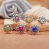 Wholesale Retro Women's S925 Sterling Silver Ring With Cut Out Flower Pattern Inlaid With Natural Jasper Topaz Gemstone