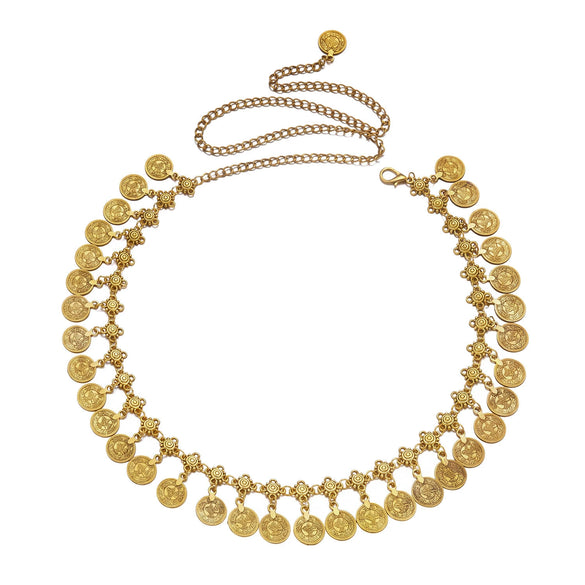 Wholesale Retro Zinc Alloy Disc Tassel Waist Chain And Coin Anklet For Women